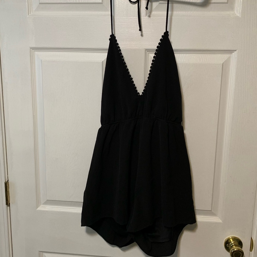 Black tie up romper